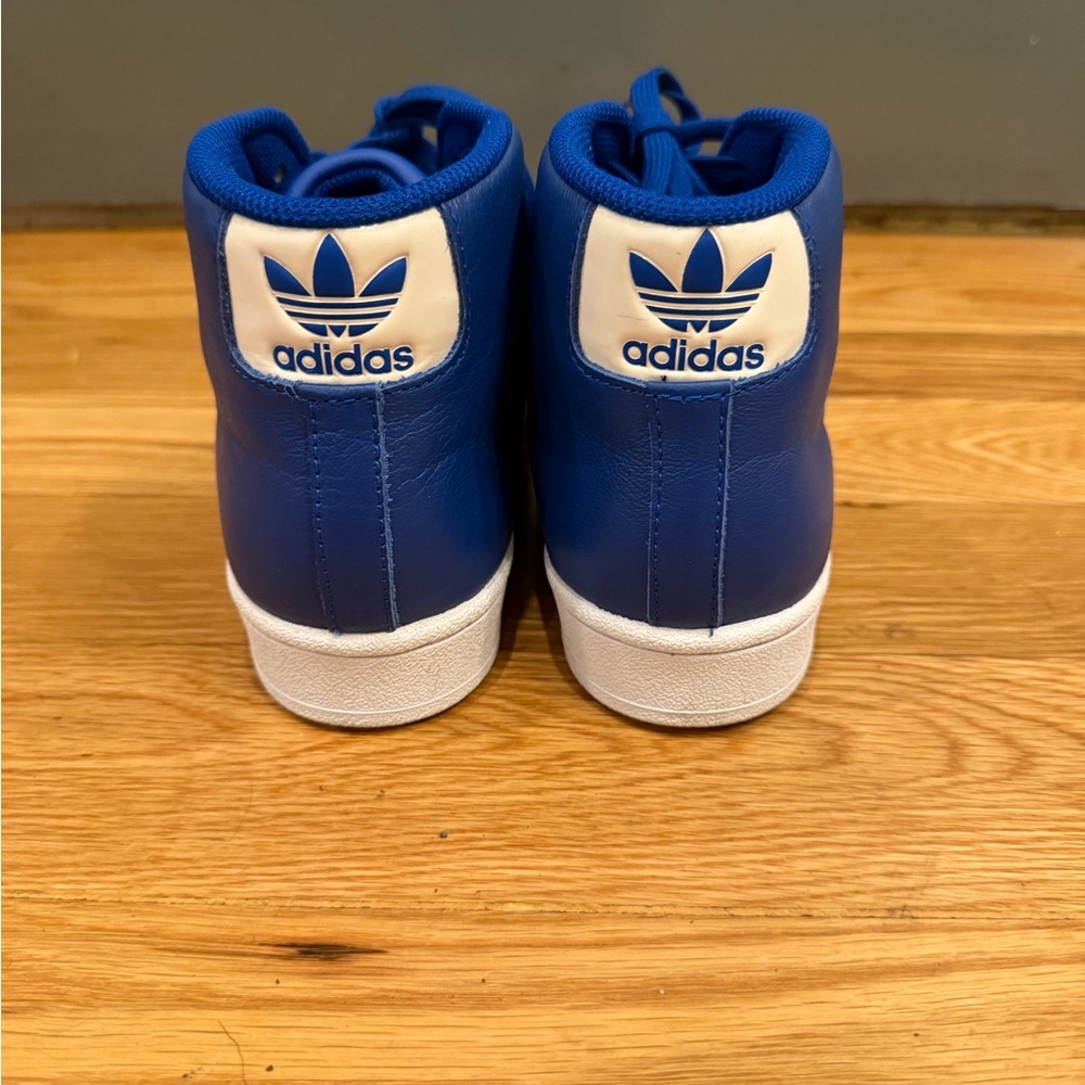 adidas Blue & White Mid-Top Shell Toe Sneakers - Picture 3 of 5